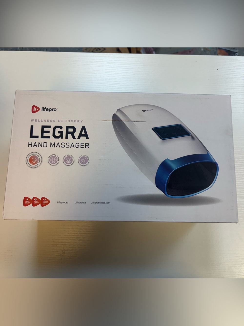Lifepro Alegra Hand Massager — White with Blue Accent